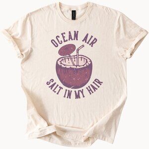 Coconut Drink Beach Vibes T-Shirt Ocean Salt Hair Tee